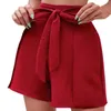 Dames shorts Summer Bow Tie losse casual zakken vaste kleur groot formaat hoge taille wijd been broek officiële winkel ropa para mujer