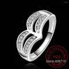 Cluster Rings Luxury Female Small Round Stone Ring Real 925 Sterling Silver Engagement Crystal Solitaire Wedding For Women