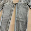 Kvinnors jeans 2024 Tung industrin Slimming high-end go-getter girl style mode oregelbundna ihåliga sömmar blixtlåssträcka