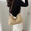 Reißverschluss Stroh gewebter Crossbody -Tasche große Kapazität Bohemian Style Websen Umhängetasche Verstellbarer Schultergurt handgefertigt J6ms#