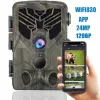 Камеры Wi -Fi830 Wi -Fi App Bluetooth управление охотничьим кулачком живой поток дикий 24 -мегапиксельный 1080p Камера камера ночное видение