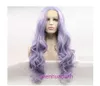 HD Body Wave Highlight Lace Front Human Hair Wigs For Women Hot selling purple daily long curly wig with lace synthetic headband in front