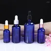 Estatuetas decorativas 10pcs azul garrafa de gotas de óleo essencial de óleo essencial de vidro de vidro de 5-100 ml para massagem pipeta garrafas