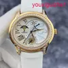 AP Female Wrist Watch Millennium Series 77315or Original Diamond 18K Rose Gold Material White Fritillaria Dial Date Dynamic Storage Moon Fas Display