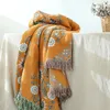 Böhmensofa -Abdeckung Baumwoll Gaze Blumenstil Quastenbett Handtuch Wurf Decke Quilt Home Kinder Bettdecke auf dem 240422