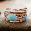 Bangle exclusieve wrap armbanden sieraden handgemaakte natuursteen kristallen leer wrap armband statement manchet armbanden armbanden geschenken