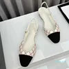 women slingback chunky heel sandals runway luxury designer classic high quality leather suture pattern spring summer dress shoes