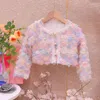 Clothing Sets 2024 Spring And Autumn Dress For Children's Girls Super Immortal Fashionable Set Gradient Flower Coat Kids Clothes
