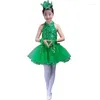 Set di abbigliamento abito da balletto per ragazze verdi per bambini in costumi da ballo jazz costumi costumi da ballo