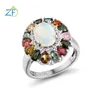 GZ ZONGFA 925 STERLING Silver Natural Opal Anneaux de mariage pour les femmes 3,5 Carats Colorful Tourmaline Gemstone personnalisé Fine bijoux 240412