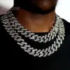 Collier de chaîne cubain glacé pour hommes femmes bling strass de coule