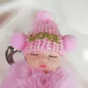 Keychains Pink Sweet Sleeping Baby Car Key Ring pour les femmes filles Furry peluche charmante poupée amour mignon Accessoires de sacs de porte