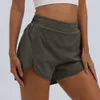 Short lulumon Short sportivi sciolti per donne, fitness anti -bagliore, yoga a vita alta che gestisce abbigliamento, pantaloni caldi casual, fitness estivo ed esercizio fisico