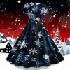 Casual Dresses Women Christmas Print Short Sleeve 1950s Housewife Evening Party Prom Dress Young Woman Sundress With Pockets