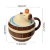 Taza de Capybara de dibujos animados con tapa de la tapa de la taza de cerámica de cerámica Tazas de café Regalo de cumpleaños para mujeres 667a 240418