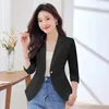 Kvinnors kostymer Naviu Spring Style Elegant Casual Office Wear for Women Jacka Business Uniforms Half Blazer Fashion Ladies Work Coat Top