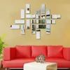 Geometric Acrylic Design Stickers Creative Mirror Sticker Living Room Bedroom Porch TV Background Wall Decor 18pcs/set