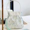 Witte Chinese stijl Handtas Hoogwaardige Elegante Chinese stijl vierkante tas Polyester Schoudertas 08TG#