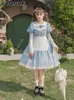 Feestjurken 2024 Sweet schattig lolita jurk meisje op meid afneembare prinses lange mouw mode elegant voor vrouwen