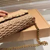 New Natural Fiber Crossbody Bag Women's Luxury Designer Bag Classic Metal Lettering Straw Woven Envelope Bag Shoulder Handbag No Box