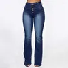 Jeans para mujeres Qnpqyx Street Fashion Botón Patch Pocket Lave Long Pants Hip Hop