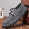 Casual Shoes England Style Men's Cow Suede Leather Lace-up Flats Shoe Brown Grey Breathable Sneakers Platform Footwear Zapatos