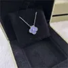 Collana a sospensione collane a ciondolo di lusso amore designer di trifoglio per donne chiari viola in pietra viola diamante marinai marinai marinaio whale whale moissanite Chain choker 712