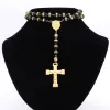 Kettingen klassieke kralen kruis ketting hoge kwaliteit gouden openwork kralen kettingen bidden rozenkrans cross hanger katholicisme sieraden