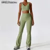 Women's Tracksuits 2-piece womens yoga set sports training suit sportswear fitness short sleeved top high waisted leggings sportswear yq240422