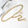 Waist Chain Belts Internet Celebrity Gold Waist Chain Accessory for Womens D-shaped Chain Waist Belt Decoration with Dress Suit Metal Pants Chain Y240422