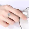 Anillos de boda 3CT Round Round Brilliant Moissanite Anillo de compromiso con certificado D Color Diamond Promise Anillo de boda 925 Silver for Women 240419