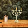 Posiadacze świec Menorah Holder 7 Branch Żydowska złota gwiazda David Candelabra Hanukkah Vintage Decortick