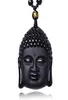 Unikalny naturalny czarny obsydian rzeźbiony Buddha Błogosławieństwo Naszyjnik dla mężczyzn kobiety Lucky Amulet Buddha Wisiant Naszycie