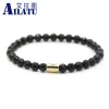 Strands Ailatu 10pcs/lot New Arrival 6mm Tiger's Eye, Bronzite, White Howlite, Matte Onyx and Lava Rock Stone Fashion Tube Bracelets