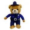 Brinquedo de pelúcia de urso fofo com fantasia de polícia e chapéu