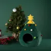 マットペットハウス猫クリスマスツリー形状ベッド犬子犬洞窟洗える猫マットウォームソフトウィンターキャットハウスペット用品ペットベッド