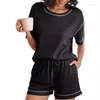 Dames tweedelige broek Dames Pyjama Sets Wafle Knit Lounge Set Loungewear Matching Outfits met zakken