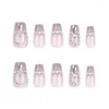 False Nails Square Tips Rhinestones Fake Press On Artificial