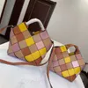 Sac fourre-tout haute définition série de veau pour femmes en cuir à main le pozzle tissé végétal tissé échecboard