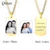 Kettingen 3 kleuren roestvrij staal op maat gegraveerde ketting leger tag hangers dubbele zijkant diy gepersonaliseerde id herdenkingsfoto sieraden