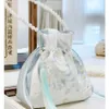 Witte Chinese stijl Handtas Hoogwaardige Elegante Chinese stijl vierkante tas Polyester Schoudertas 08TG#