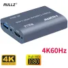 Lens HDMI Capture Card mit 4K 60 Hz Loop Audio Video -Aufnahmeplatte Live -Streaming -Box USB 2.0 1080p Grabber für PS4 Game Camera PC