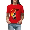 Women's Polos Red Pinup Witch T-shirt Oversized Short Sleeve Tee Blouse Clothing