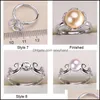 Sieradeninstellingen Nieuw ontwerp Pearl ring Sier ringen glanzend zirkon voor vrouwen mode verstelbare maat cadeau drop levering dhgarden dhs3f otdkn