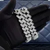 Groothandel hiphop ketting mannen passeren diamant tester 15 mm stokbrood Moissanite Miami Cuban Link Chain