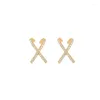 Серьги -грибы 2024 Дизайн металлический циркон кросс x золотой цвет для женщины элегантные аксессуары корейская модная ювелирная вечеринка