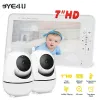 Moniteurs 7 pouces vidéo moniteur bébé 4x zoom sans fil 2.4g mère enfant de surveillance caméra ptz temper la température berceuse écran divisé SM70