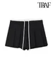 Dames shorts -Women's patchwork geplooide rokken halverwege taille met trekstrings zijkant zipper vrouwelijke skort mode