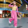 Сценя Wear Kids Street Dance Fashion Tops Tops Pink Plaid Pants Teenager Girls Hip Hop Clothing Walk Show Costumes