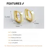 Clips F.I.N.S Koreaanse mode Real S925 Sterling Silver Hoop oorbellen Gold Plain Square Hoops Ear Buckle Dames Minimalistische fijne sieraden